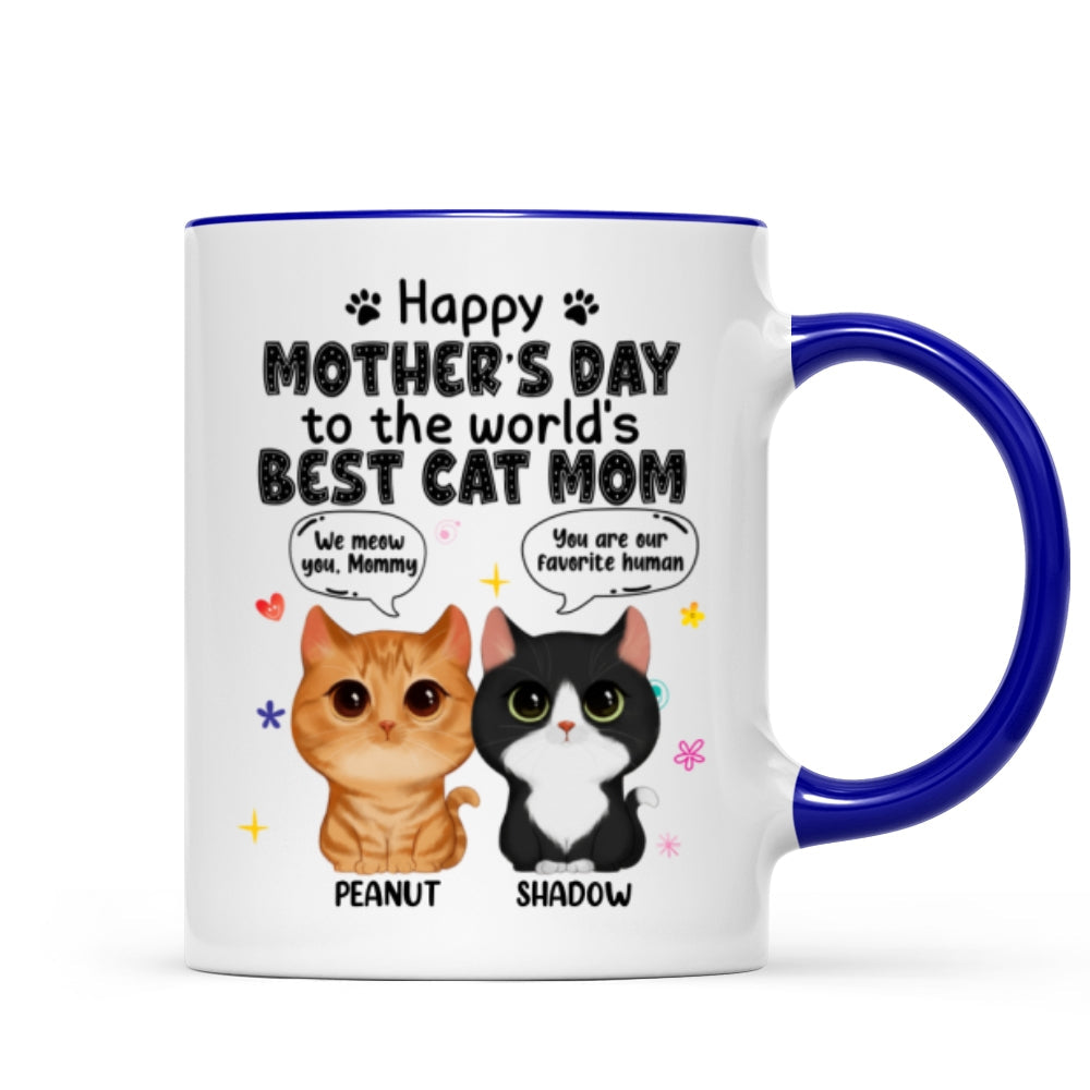 Watercolor Cute Cats Happy Mother's Day Cat Mom Watercolor Cute Cats Personalized Mug