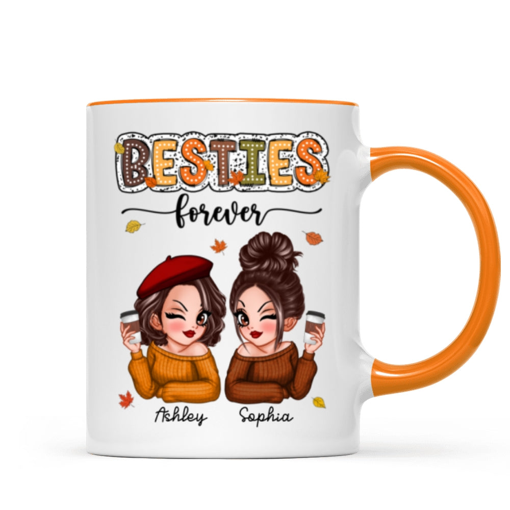 Pretty Besties Sisters Fall Season Pattern Personalized Mug