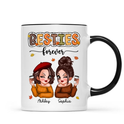 Pretty Besties Sisters Fall Season Pattern Personalized Mug