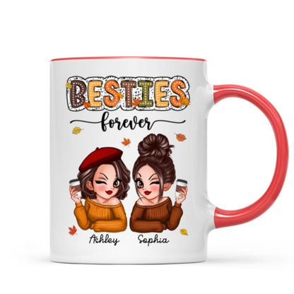 Pretty Besties Sisters Fall Season Pattern Personalized Mug