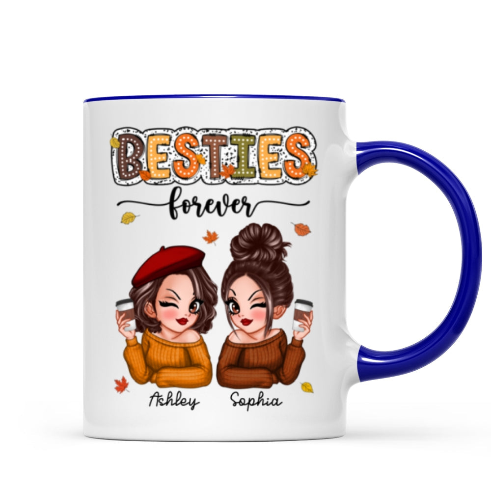 Pretty Besties Sisters Fall Season Pattern Personalized Mug
