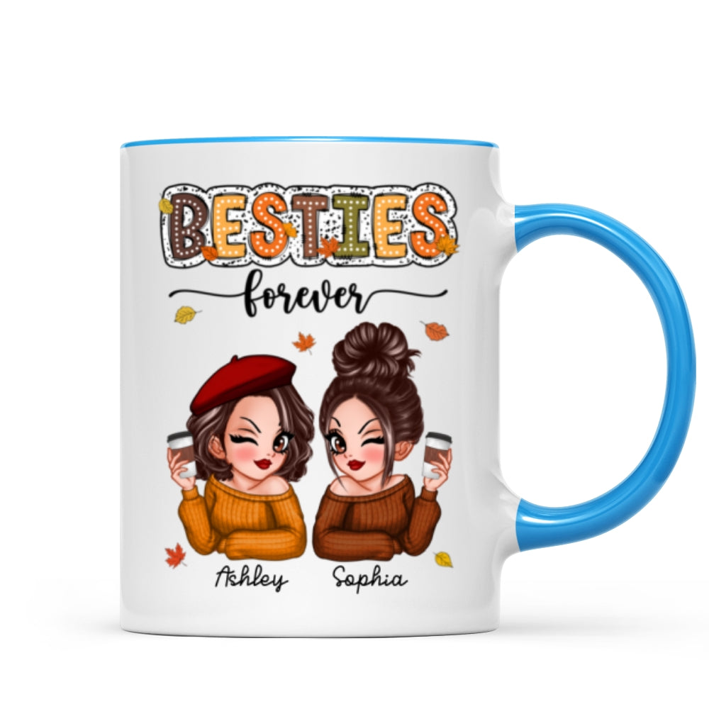 Pretty Besties Sisters Fall Season Pattern Personalized Mug