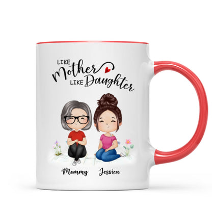 Watercolor Style Women Sitting Like Mother Like Daughters Gift For Mom Daughters Personalized Mug