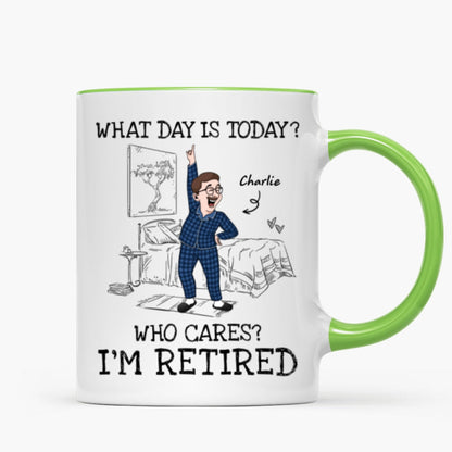 What Day Is Today Who Cares Personalized Mug, Funny Retirement Gift For Colleagues, Mom, Dad