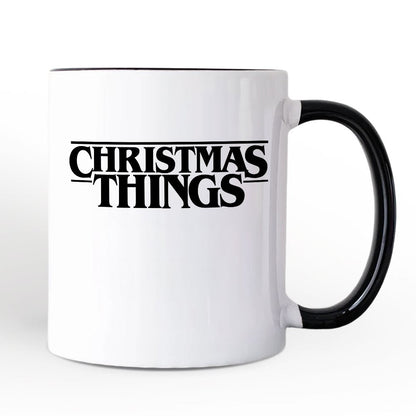 Eerie Christmas Things Vintage Personalized Mug, Handcrafted Retro Horror Gift with Custom Name
