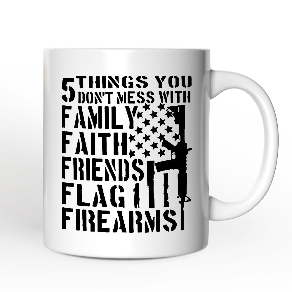 5 Things You Don't Mess With Dad Personalized Mug, Patriotic Father Gift with Custom Name