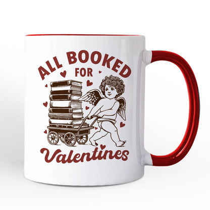 All Booked For Valentines Cupid Personalized Mug, Vintage Funny Bookworm Gift with Custom Name