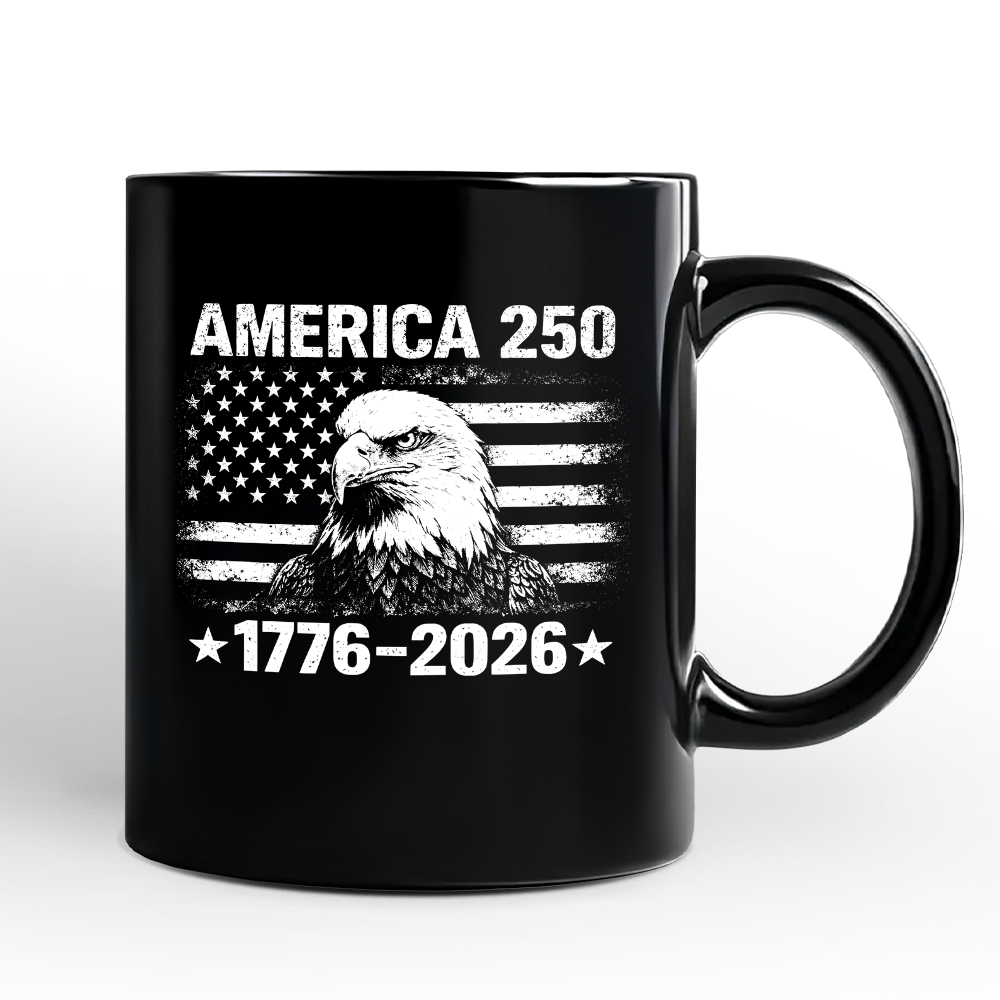 America 250 Freedom Flag Eagle Personalized Mug, 4th of July USA Patriotic Gift with Custom Name