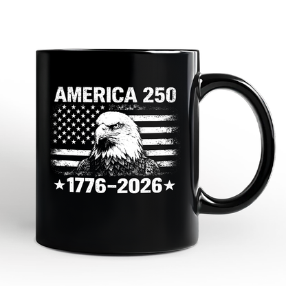 America 250 Freedom Flag Eagle Personalized Mug, 4th of July USA Patriotic Gift with Custom Name