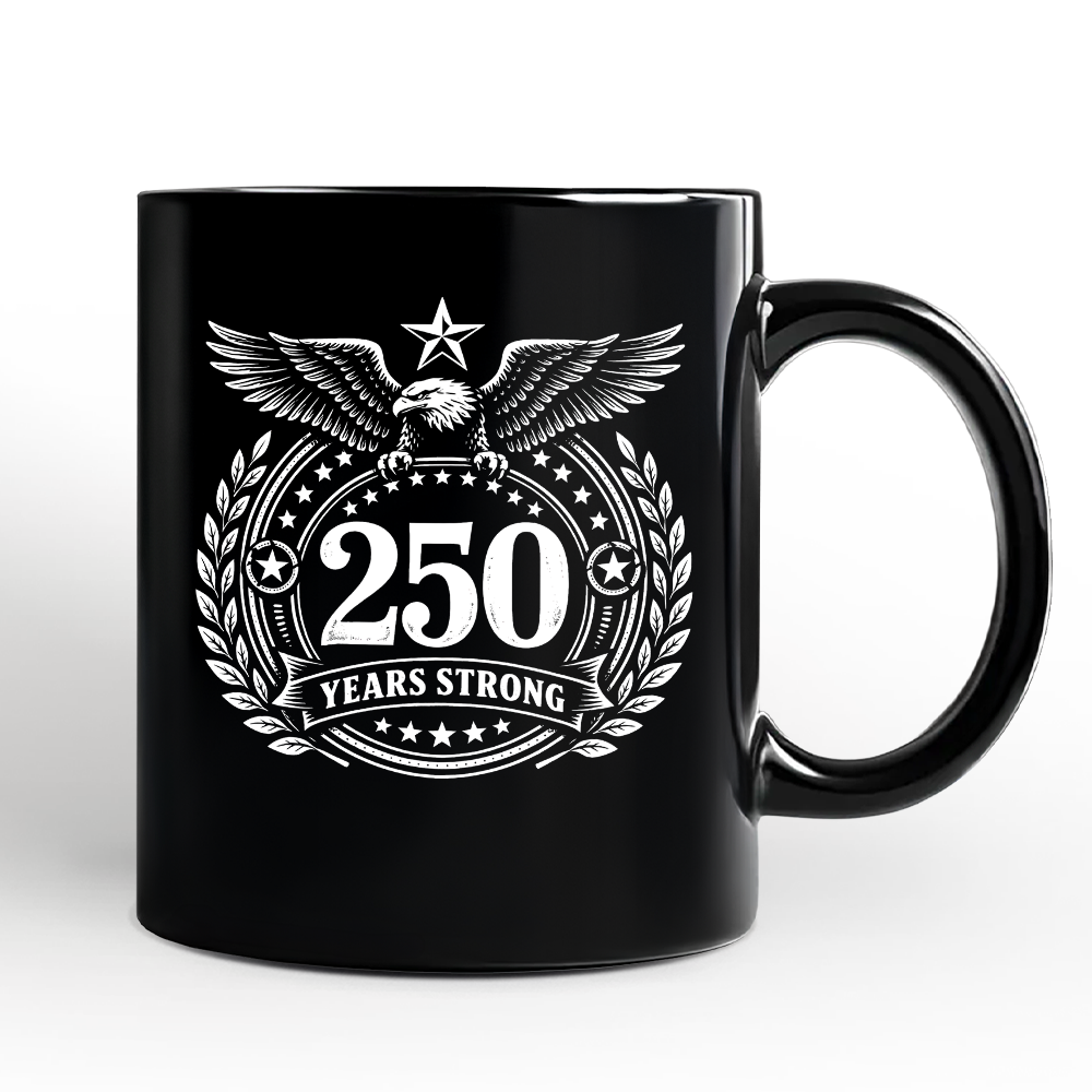 America 250 Years Strong Eagle Personalized Mug, 4th of July USA Patriotic Gift with Custom Name