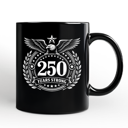 America 250 Years Strong Eagle Personalized Mug, 4th of July USA Patriotic Gift with Custom Name