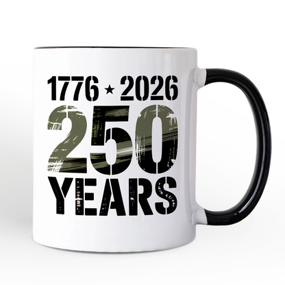 America 250 Years of Freedom Anniversary Personalized Mug, 4th of July USA Patriotic Gift with Custom Name