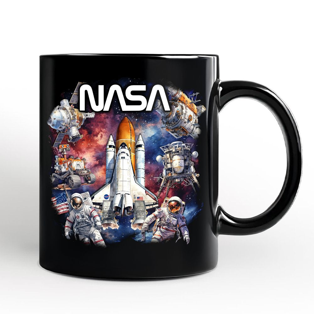 Artistic NASA Handcrafted Christmas Personalized Mug, Astronaut in Outer Space with the Planets Gift with Custom Name