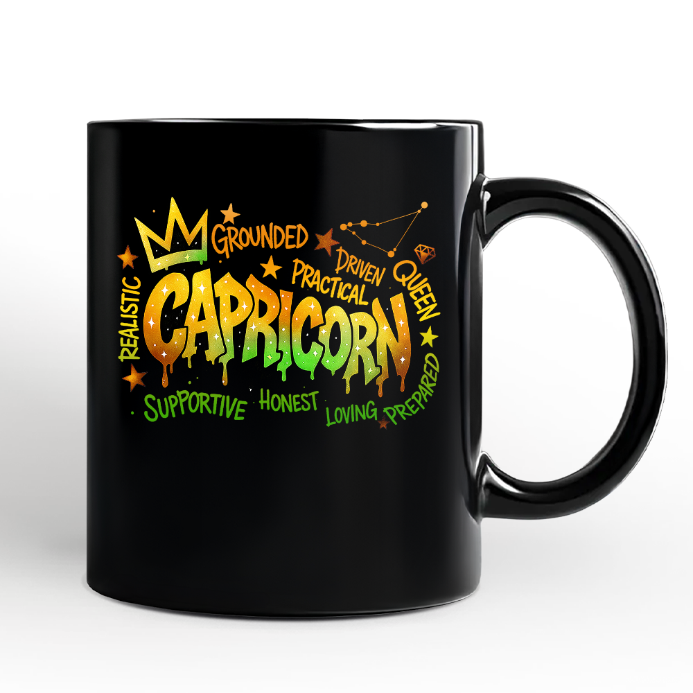 Capricorn Graffiti Zodiac Personalized Mug, Street Style Astrology Horoscope Gift with Custom Name