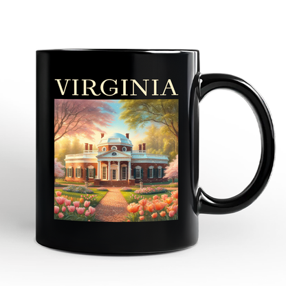 Classic Virginia State Jefferson's Monticello Personalized Mug, Southern Charm Gift and American History Keepsake with Custom Name