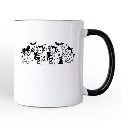 Halloween Devils and Cats Personalized Mug, Spooky Season Gift with Custom Name