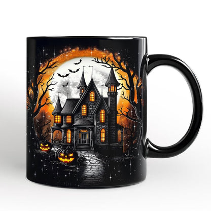 Haunted House Night Halloween Personalized Mug, Spooky Horror Gift with Custom Name