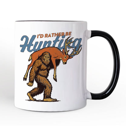 I'd Rather Be Hunting Bigfoot Personalized Mug, Funny Sasquatch Hunter Gift with Custom Name
