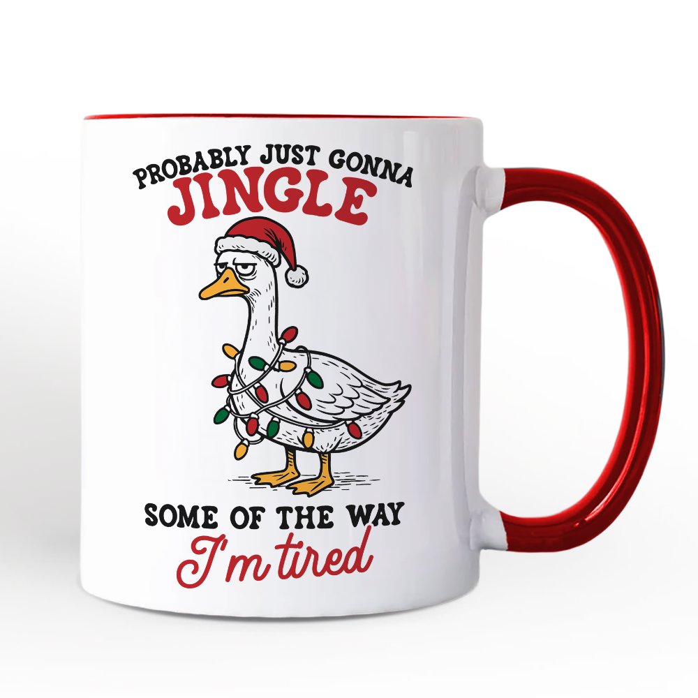 I'm Tired Sarcastic Christmas Goose Personalized Mug, Funny Holiday Humor Gift with Custom Name