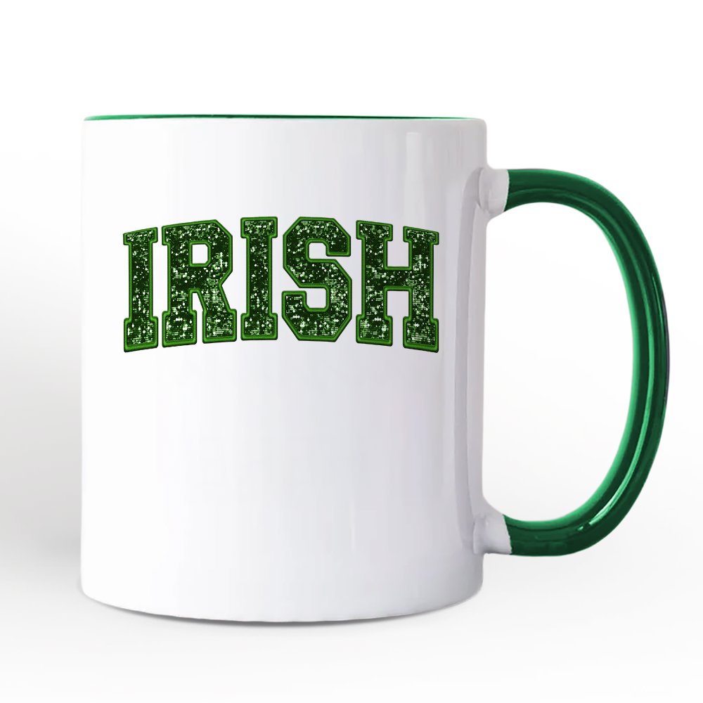 Irish Sequin St Patrick's Day Personalized Mug, Festive Green Glitter Imitation Gift with Custom Name
