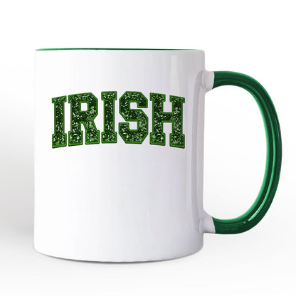 Irish Sequin St Patrick's Day Personalized Mug, Festive Green Glitter Imitation Gift with Custom Name