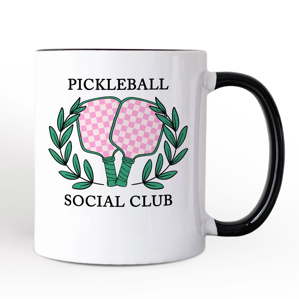 Pickleball Social Club Personalized Mug, Cute Retro Girly Sporty Gift with Custom Name