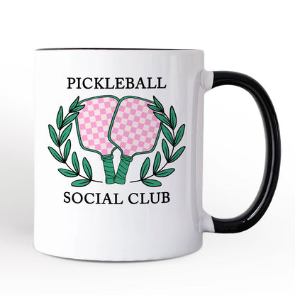Pickleball Social Club Personalized Mug, Cute Retro Girly Sporty Gift with Custom Name