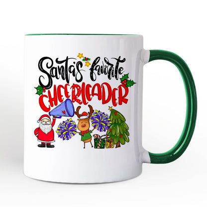 Santa's Favorite Cheerleader Christmas Personalized Mug, Sports Appreciation Gift with Custom Name