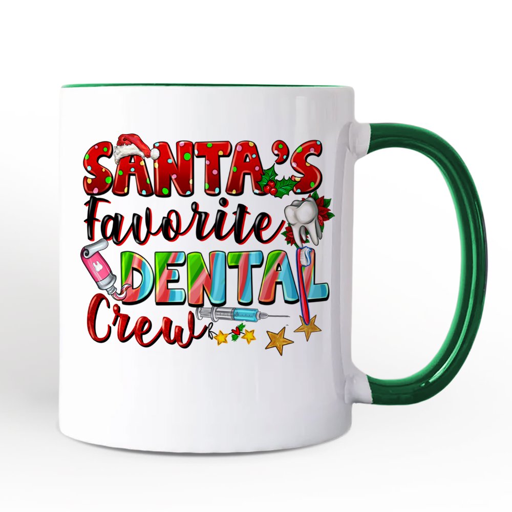 Santa's Favorite Dental Crew Christmas Personalized Mug, Dentist Office Gift with Custom Name