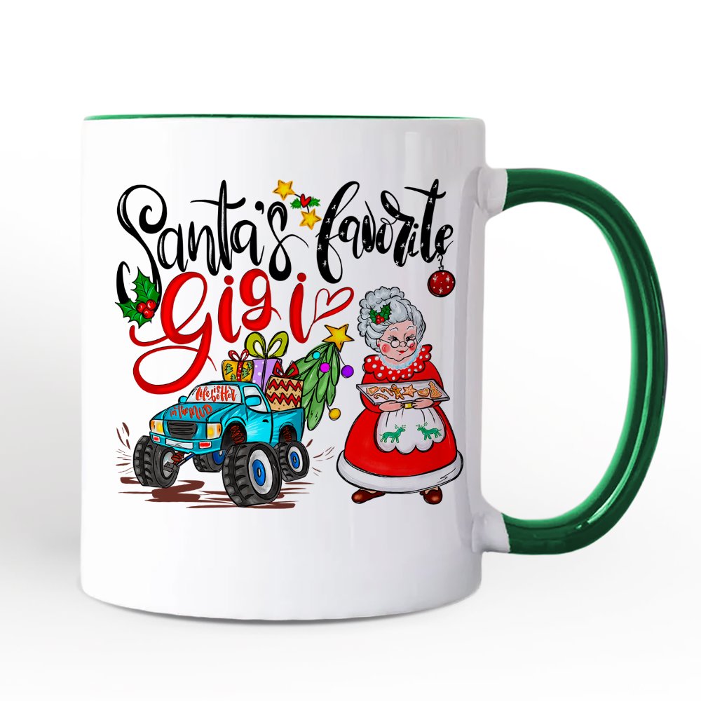 Santa's Favorite Gigi Christmas Personalized Mug, Grandma Appreciation Gift with Custom Name