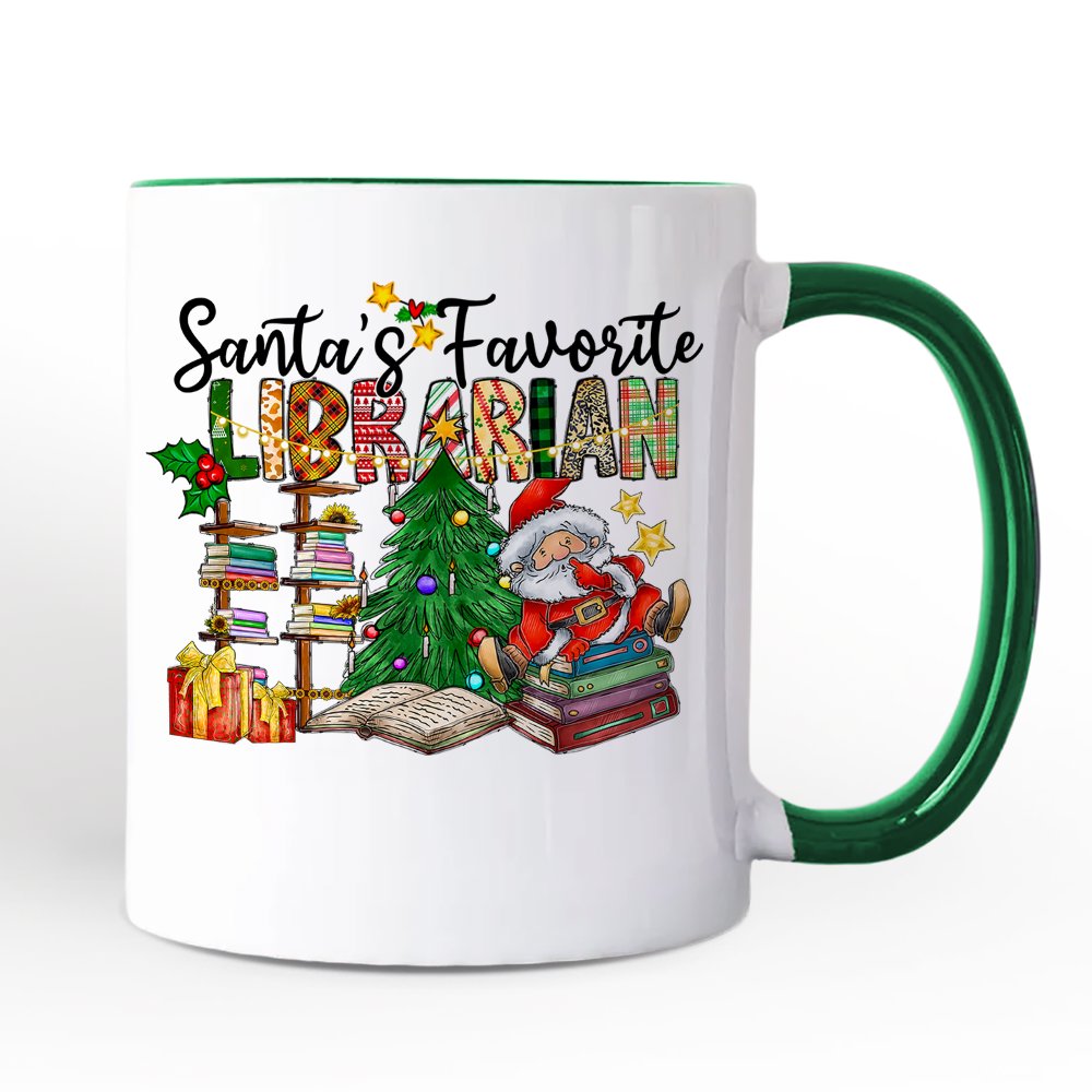 Santa's Favorite Librarian Christmas Personalized Mug, Fun Library Gift with Custom Name