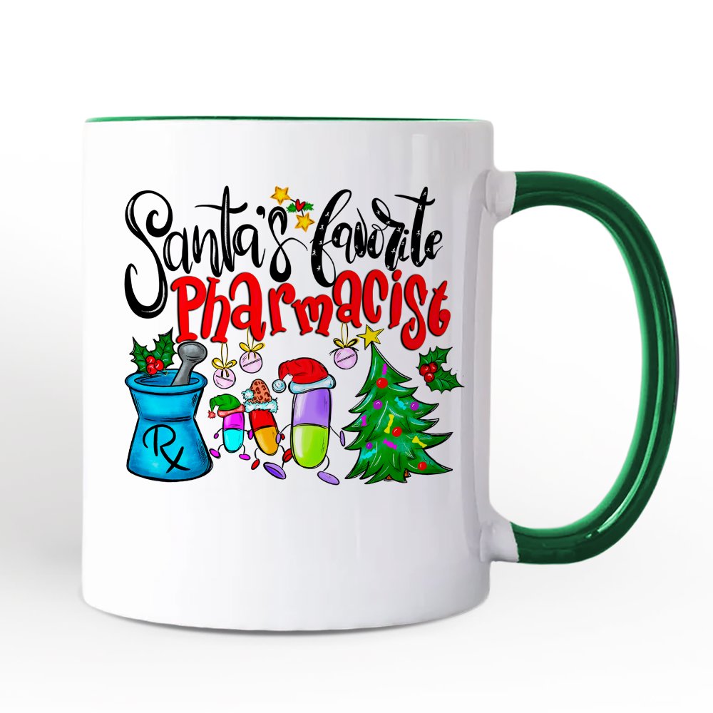 Santa's Favorite Pharmacist Christmas Personalized Mug, Pharmacy Appreciation Gift with Custom Name