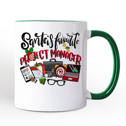 Santa's Favorite Project Manager Personalized Mug, Business Team Coordinator Gift with Custom Name