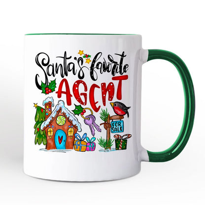 Santa's Favorite Real Estate Agent Personalized Mug, Appreciation Gift for Realtor and Sales Closing with Custom Name