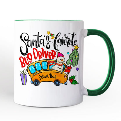 Santa's Favorite School Bus Driver Personalized Mug, Appreciation Christmas Gift with Custom Name