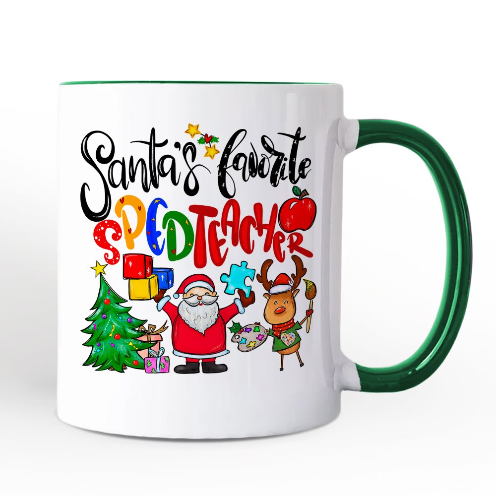 Santa's Favorite Special Education Teacher Personalized Mug, Children with Autism Christmas Gift with Custom Name