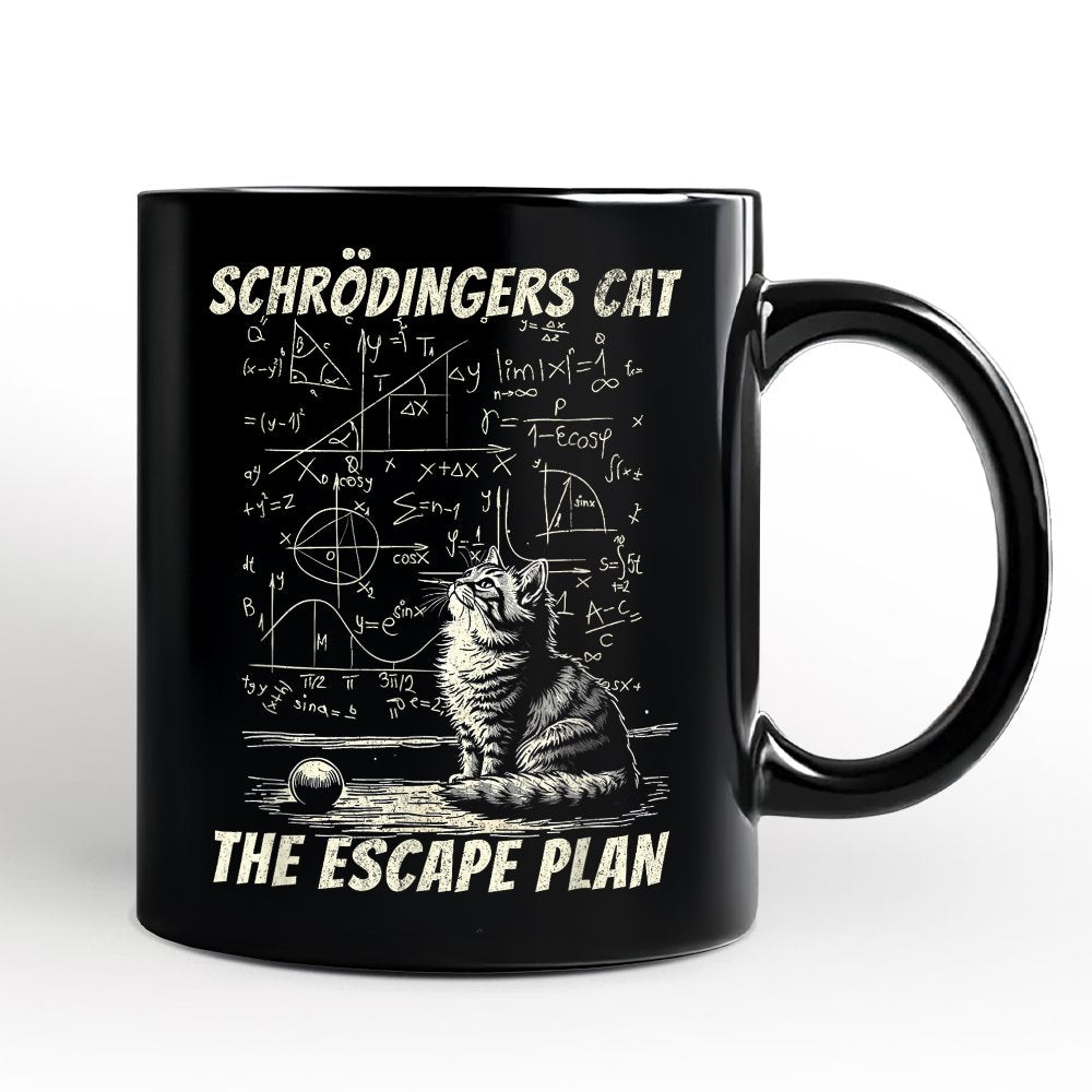 Cat The Escape Plan Physics Humor Personalized Mug, Funny Science Nerd Gift with Custom Name