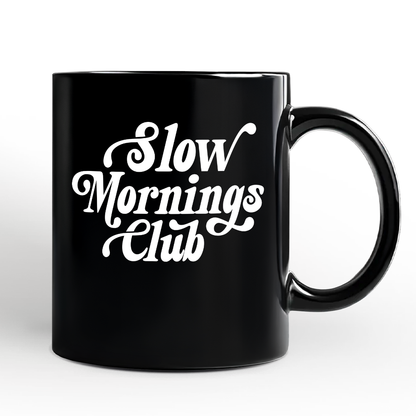 Slow Mornings Club Personalized Mug, Cozy Vintage Aesthetic Gift with Custom Name