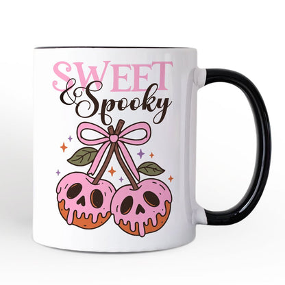 Sweet and Spooky Poison Cherries Halloween Personalized Mug, Coquette Skulls Gift with Custom Name