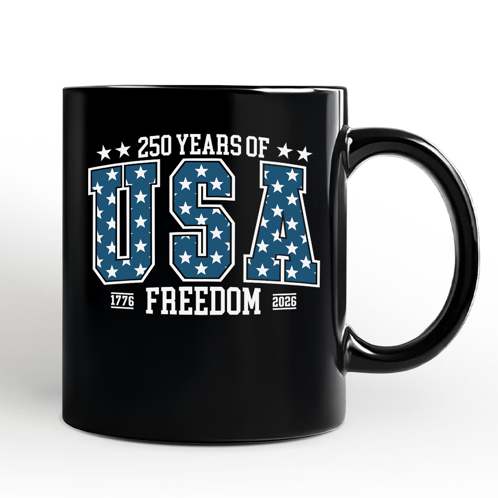 USA 250 Years Anniversary Personalized Mug, 4th of July Patriotic 1776-2026 Freedom Gift with Custom Name