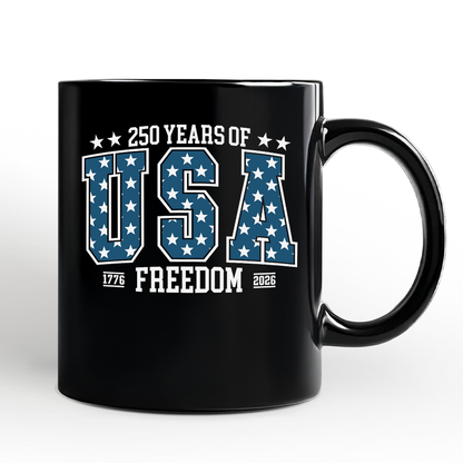 USA 250 Years Anniversary Personalized Mug, 4th of July Patriotic 1776-2026 Freedom Gift with Custom Name