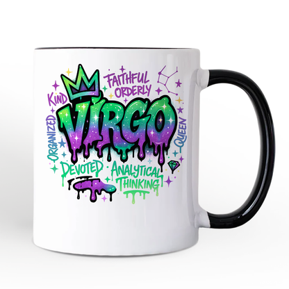 Virgo Graffiti Zodiac Personalized Mug, Street Style Astrology Horoscope Gift with Custom Name