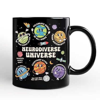 Neurodiverse Universe Autism Space Personalized Mug, Colorful Autism Awareness Education Gift with Custom Name