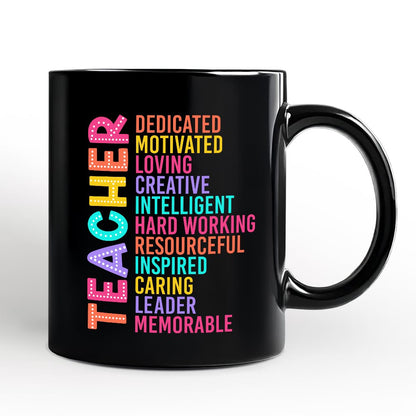 Colorful Teacher Acronym Personalized Mug, Motivational Gift with Custom Name for Educators