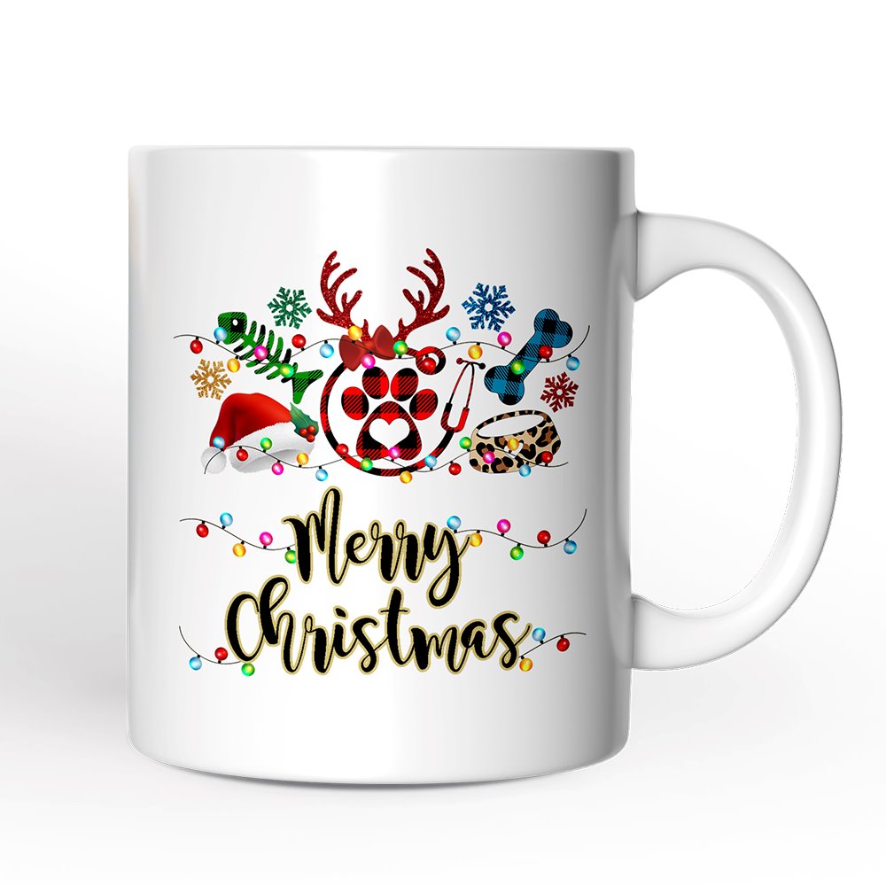 Personalized Mug Pet Themed Buffalo Plaid Veterinarian Christmas, Animal Owner Gift