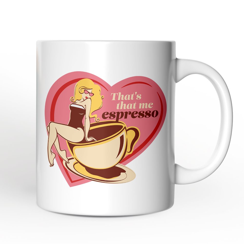 That's That Me Expresso Retro Personalized Mug, Pinup Girl Anti-Valentine Gift With Custom Name