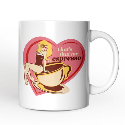 That's That Me Expresso Retro Personalized Mug, Pinup Girl Anti-Valentine Gift With Custom Name