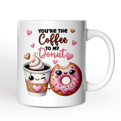 You're the Donut to My Coffee Personalized Mug for Couple, Cute Romantic Coffee and Donuts Lover Gift With Custom Names