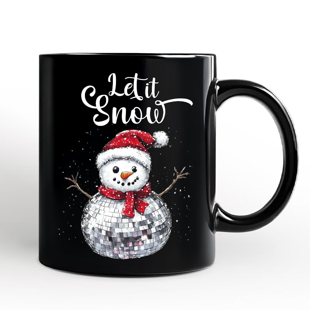 Disco Snowman Christmas Personalized Mug, Retro Holiday Gift with Custom Name for Dancers