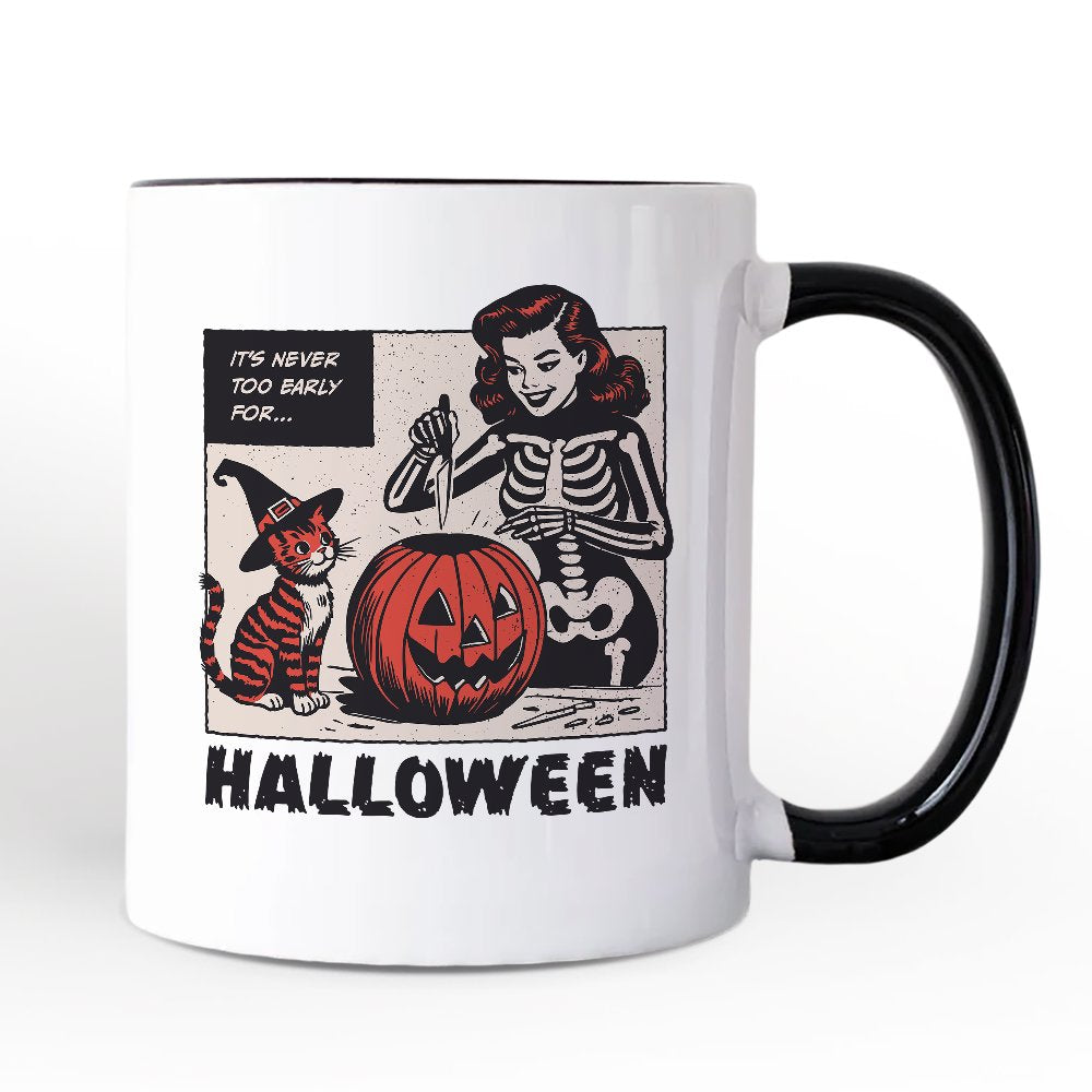 It's Never Too Early for Halloween Personalized Mug, Funny Retro Gift with Custom Name